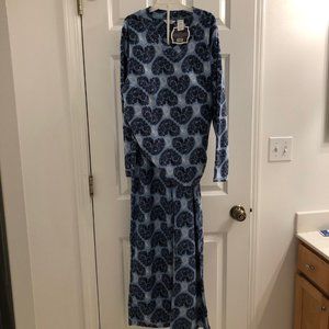NWT new  Mayfair  blue fleece 2 piece pant pajama size M